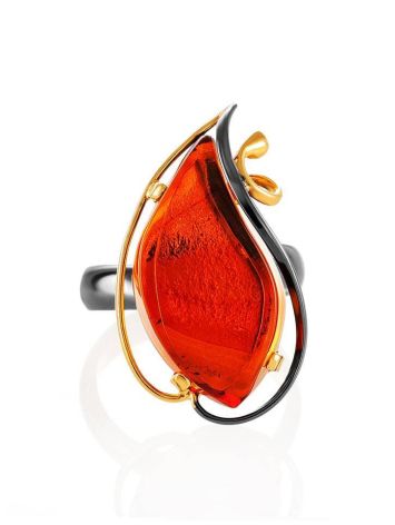 One Size Amber Ring In Gold-Plated Silver The Rialto, Ring Size: Adjustable, image , picture 3