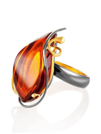 One Size Amber Ring In Gold-Plated Silver The Rialto, Ring Size: Adjustable, image , picture 4