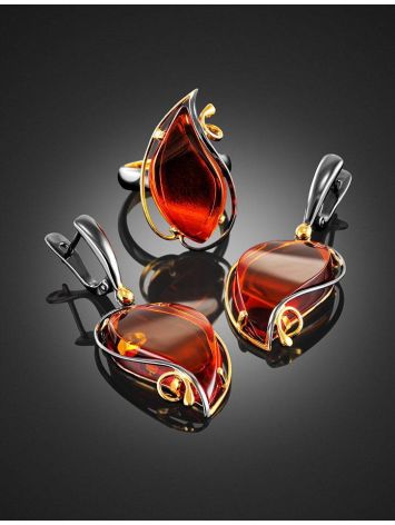 One Size Amber Ring In Gold-Plated Silver The Rialto, Ring Size: Adjustable, image , picture 5