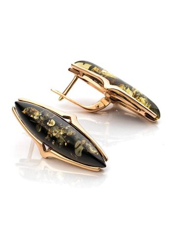 Gold-Plated Silver Earrings With Green Amber The Barcelona, image , picture 4