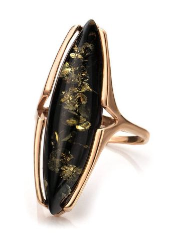 Gold-Plated Silver Ring With Green Amber The Barcelona​, Ring Size: 6.5 / 17, image , picture 5