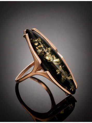 Gold-Plated Silver Ring With Green Amber The Barcelona​, Ring Size: 6.5 / 17, image , picture 3