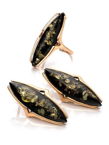 Gold-Plated Silver Earrings With Green Amber The Barcelona, image , picture 6