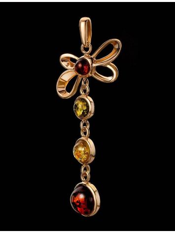 Gold-Plated Dangle Pendant With Multicolor Amber The Caprice, image , picture 3