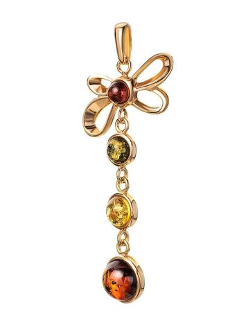 Gold-Plated Dangle Pendant With Multicolor Amber The Caprice, image , picture 4
