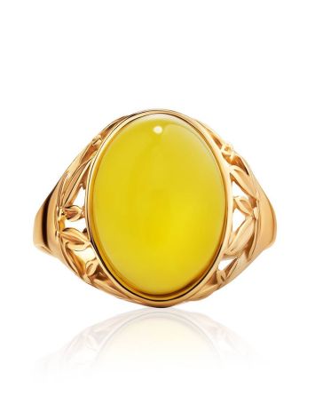 Oval Amber Ring In Gold-Plated Silver The Carmen, Ring Size: 12 / 21.5, image , picture 3