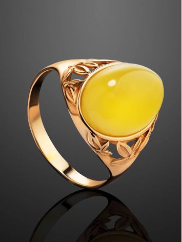 Oval Amber Ring In Gold-Plated Silver The Carmen, Ring Size: 12 / 21.5, image , picture 2