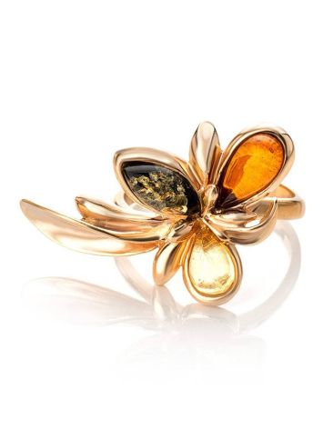 Multicolor Amber Ring In Gold-Plated Ring The Verbena, Ring Size: 13 / 22, image , picture 4