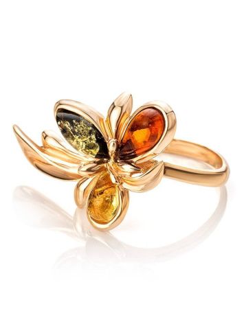Multicolor Amber Ring In Gold-Plated Ring The Verbena, Ring Size: 13 / 22, image , picture 5