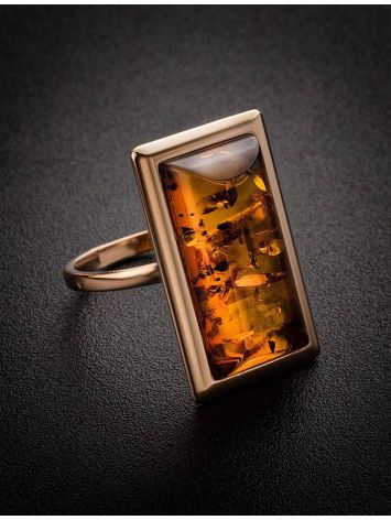 Bold Gold-Plated Ring With Cognac Amber The Chelsea, Ring Size: 12 / 21.5, image , picture 2