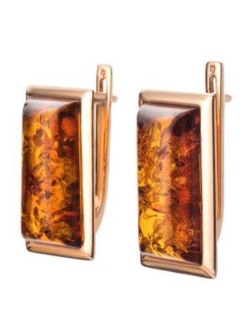 Gold-Plated Earrings With Cognac Amber The Chelsea, image , picture 5