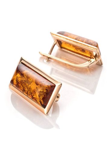 Gold-Plated Earrings With Cognac Amber The Chelsea, image , picture 3