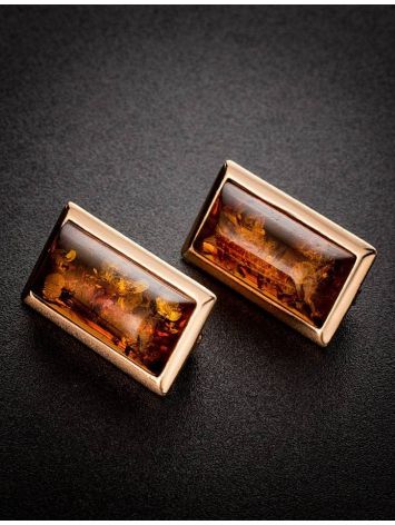 Gold-Plated Earrings With Cognac Amber The Chelsea, image , picture 2