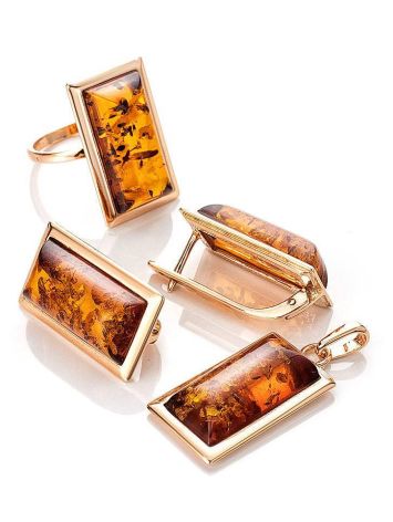 Gold-Plated Earrings With Cognac Amber The Chelsea, image , picture 6