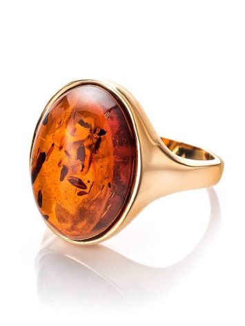 Gold-Plated Ring With Cognac Amber The Goji, Ring Size: 12 / 21.5, image , picture 3