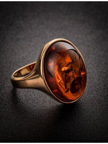 Gold-Plated Ring With Cognac Amber The Goji, Ring Size: 12 / 21.5, image , picture 2