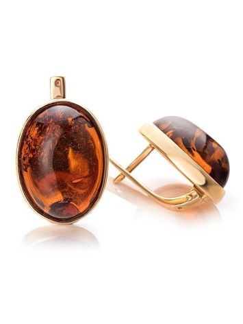Gold-Plated Earrings With Cognac Amber The Goji, image , picture 3