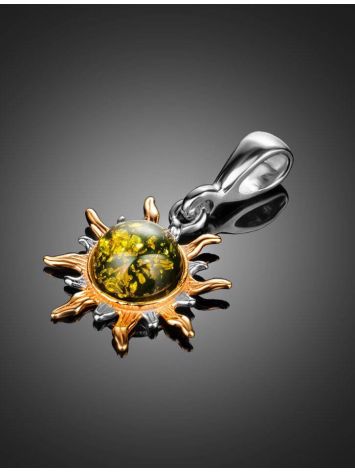 Sun Shaped Gold-Plated Pendant With Amber The Helios, image , picture 2