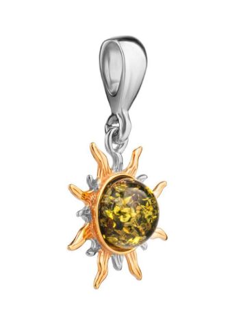 Sun Shaped Gold-Plated Pendant With Amber The Helios, image , picture 3