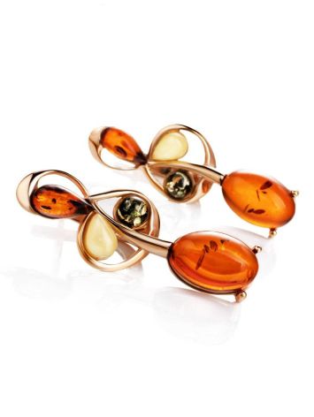 Multicolor Amber Earrings In Gold-Plated Silver The Symphony, image , picture 3