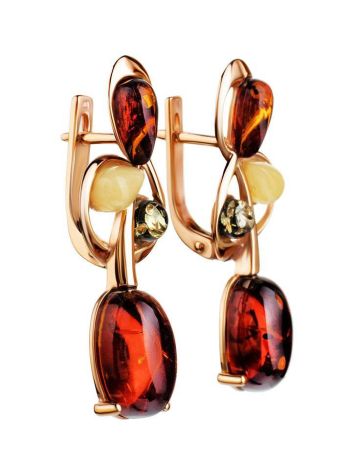 Multicolor Amber Earrings In Gold-Plated Silver The Symphony, image , picture 4
