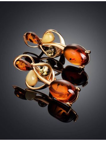 Multicolor Amber Earrings In Gold-Plated Silver The Symphony, image , picture 2