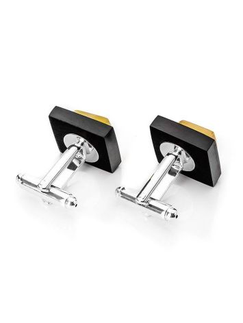 Geometric Wooden Cufflinks With Amber The Indonesia, image , picture 4