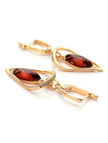 Gold Plated Earrings With Cognac Amber And Champagne Crystals The Raphael, image , picture 5