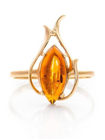 Refined Amber Ring In Gold-Plated Silver The Tulip, Ring Size: 12 / 21.5, image , picture 3