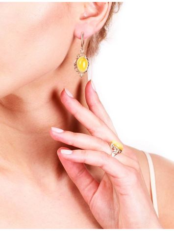 Gold-Plated Dangle Earrings With Butterscotch Amber The Carmen, image , picture 2