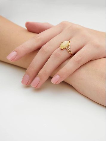 Golden Ring With Butterscotch Amber The Constance, Ring Size: 6 / 16.5, image , picture 3