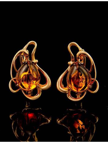 Floral Amber Earrings In Gold-Plated Silver The Daisy, image , picture 2