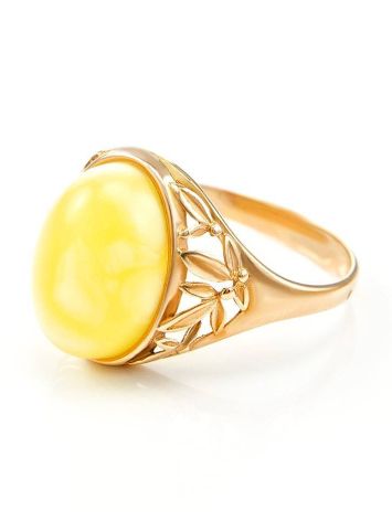 Oval Amber Ring In Gold-Plated Silver The Carmen, Ring Size: 12 / 21.5, image , picture 5