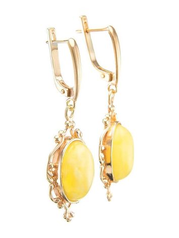 Gold-Plated Dangle Earrings With Butterscotch Amber The Carmen, image , picture 4