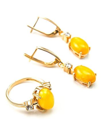 Honey Amber Ring In Gold-Plated Silver With Crystals The Nostalgia, Ring Size: 12 / 21.5, image , picture 5
