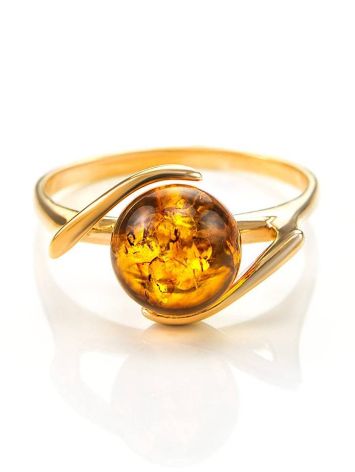Bright Amber Ring In Gold-Plated Silver The Aldebaran, Ring Size: 10 / 20, image , picture 3