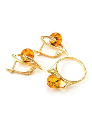 Bright Amber Ring In Gold-Plated Silver The Aldebaran, Ring Size: 12 / 21.5, image , picture 5