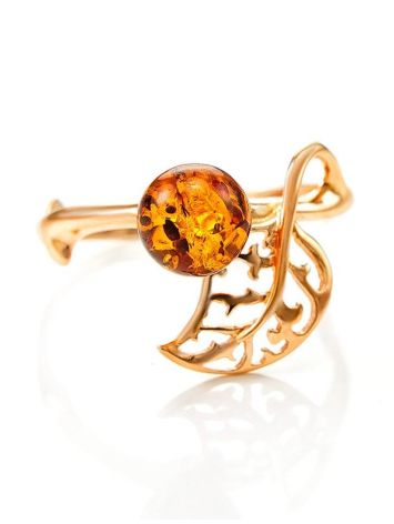 Gold-Plated Ring With Cognac Amber The Florina, Ring Size: 12 / 21.5, image , picture 4