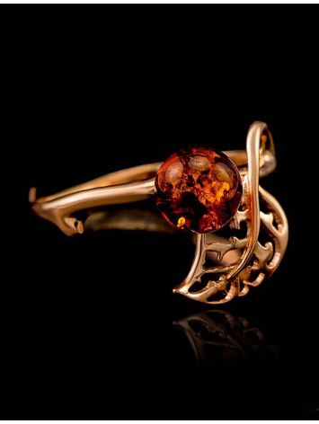 Gold-Plated Ring With Cognac Amber The Florina, Ring Size: 12 / 21.5, image , picture 3