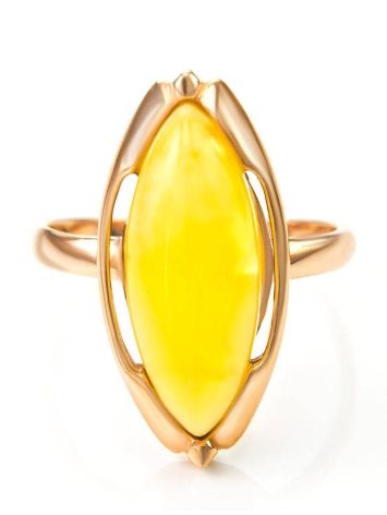 Luminous Amber Ring In Gold-Plated Silver The Ballade, Ring Size: 5.5 / 16, image , picture 3