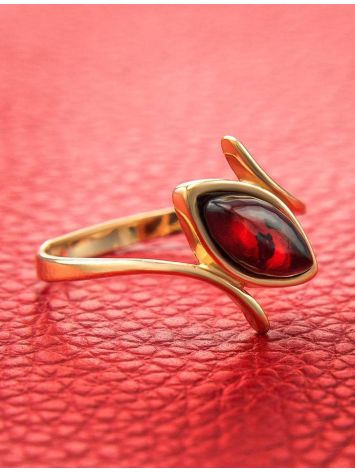 Exquisite Amber ring In Gold-Plated Silver The Adagio, Ring Size: 9.5 / 19.5, image , picture 7