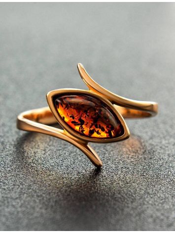 Elegant Amber Ring In Gold-Plated Silver The Adagio, Ring Size: 8.5 / 18.5, image , picture 2