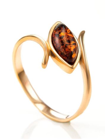 Elegant Amber Ring In Gold-Plated Silver The Adagio, Ring Size: 8.5 / 18.5, image , picture 4