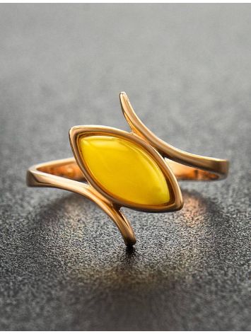 Refined Gold-Plated Ring With Honey Amber The Adagio, Ring Size: 6 / 16.5, image , picture 2
