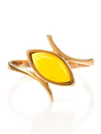 Refined Gold-Plated Ring With Honey Amber The Adagio, Ring Size: 6 / 16.5, image , picture 4