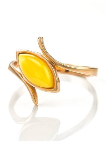Refined Gold-Plated Ring With Honey Amber The Adagio, Ring Size: 6 / 16.5, image , picture 5