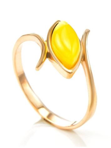 Refined Gold-Plated Ring With Honey Amber The Adagio, Ring Size: 6 / 16.5, image , picture 3