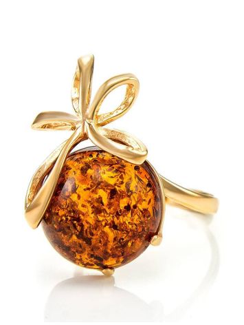 Adorable Gold-Plated Ring With Cognac Amber The Paradise, Ring Size: 13 / 22, image , picture 5