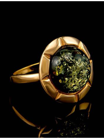 Gold-Plated Silver Ring With Green Amber The Zephyr, Ring Size: 12 / 21.5, image , picture 4