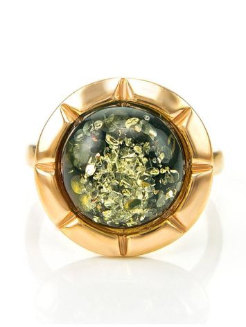 Gold-Plated Silver Ring With Green Amber The Zephyr, Ring Size: 12 / 21.5, image , picture 3